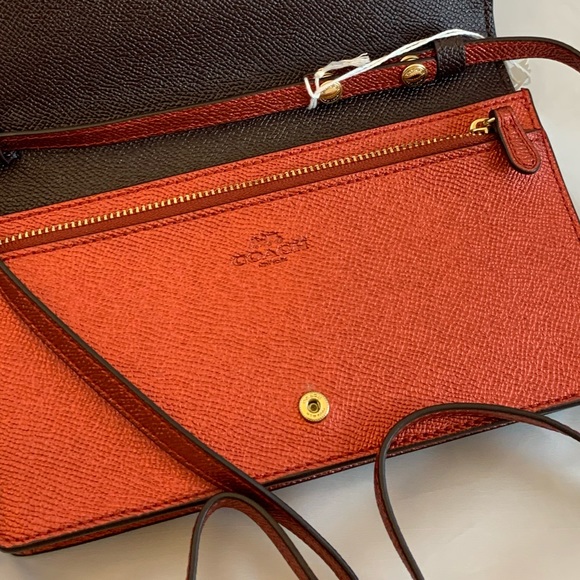 Coach red sparkle crossbody clutch purse NWT